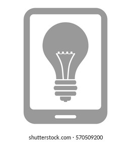 Ilustración vectorial del teléfono inteligente gris con icono de bombilla
