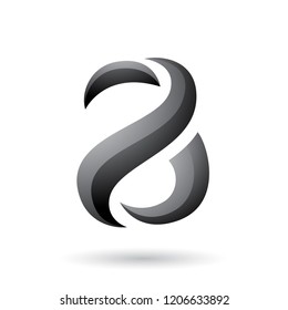 Vector Illustration of Grey Snake Shaped Letter A isolated on a White Background