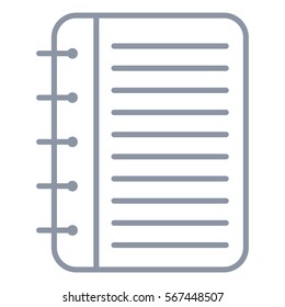 Ilustración vectorial del icono del libro de notas en espiral gris

