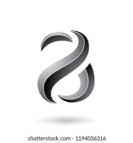 Vector Illustration of Grey Striped Snake Shaped Letter A isolated on a White Background