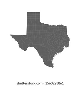 Vector illustration of grey Texas map. Vector map. 