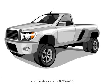 Vector illustration of a Grey Transportation Truck or Loader Jeep