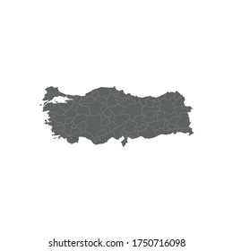 Vektorgrafik der grauen Türkenkarte. Vektorplan. 
