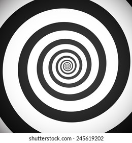 Vector illustration of a greyscale hypnotic spiral background. Eps 10.