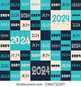 Vector illustration illustration grid with coming new year and christmas 2024