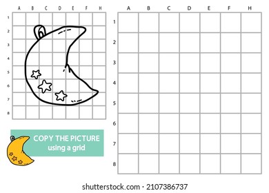 Vector illustration of grid copy picture educational puzzle game with doodle