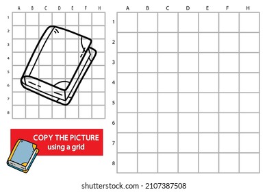 Vector illustration of grid copy picture educational puzzle game with doodle