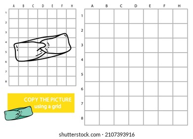 Vector illustration of grid copy picture educational puzzle game with doodle headband