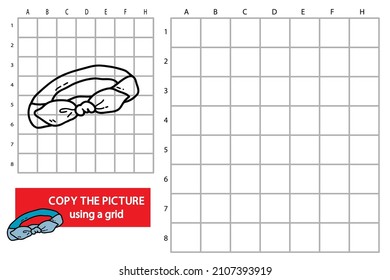 Vector illustration of grid copy picture educational puzzle game with doodle headband
