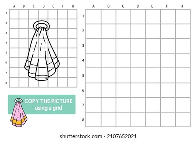 Vector illustration of grid copy picture educational puzzle game with doodle blanket