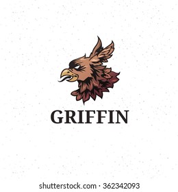 Vector illustration of griffin. Mascot or logo template.