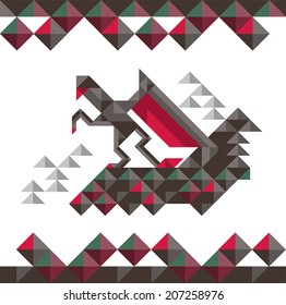 Vector illustration of a griffin and rocks