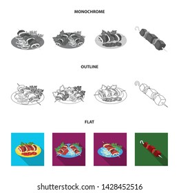 Vector illustration of grill and bbq icon. Set of grill and cover vector icon for stock.