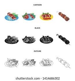Vector illustration of grill and bbq symbol. Set of grill and cover stock symbol for web.