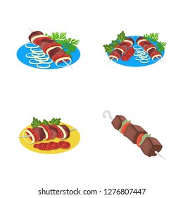 Vector illustration of  and grill sign. Set of  and charcoal stock vector illustration.