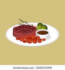 Vector illustration of grilled beef steak