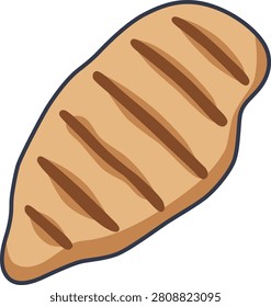 Vector illustration of grilled chicken breast with distinct grill marks isolated on a white background, suitable for healthy meal prep design.