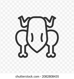 Vector illustration of grilled chicken icon in dark color and transparent background(png).
