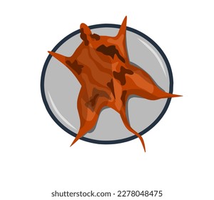 vector illustration of grilled field rat served on a white plate