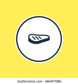 Vector Illustration Of Grilled Meat Outline. Beautiful Meal Element Also Can Be Used As Roast Beef Element.