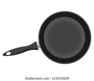 Vector illustration of grilled pan for cooking, kitchenware, kitchen utensil, frying pan illustration on solid background
