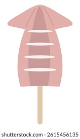 Vector illustration of grilled squid. Ingredients, summer festival, food stall, skewers