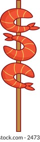 Vector Illustration of Grilled Street Food. Asian Street Food with Cartoon Style.