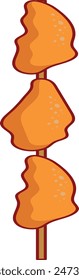 Vector Illustration of Grilled Street Food. Asian Street Food with Cartoon Style.