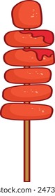 Vector Illustration of Grilled Street Food. Asian Street Food with Cartoon Style.