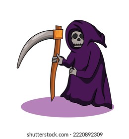 vector illustration of grim reaper carrying his wand