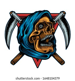 Vector Illustration Of Grim Reaper Skull