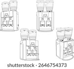 Vector illustration of a grinder machine design for grinding coffee beans to be served as a drink in cafes and restaurants