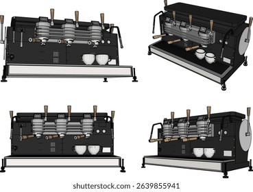Vector illustration of a grinder machine design for grinding coffee beans to be served as a drink in cafes and restaurants