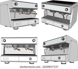 Vector illustration of a grinder machine design for grinding coffee beans to be served as a drink in cafes and restaurants