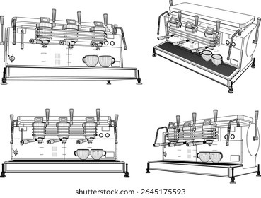 Ilustración vectorial de un diseño de máquina de moler para moler granos de café que se sirve como bebida en cafeterías y restaurantes