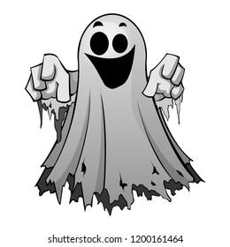 Vector illustration of a grinning ghost.
