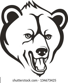 Vector Illustration Of Grizzly Bear Head