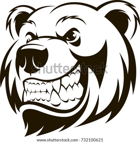 Vector illustration, a grizzly bear's head, logo, on a white background. [[stock_photo]] © 