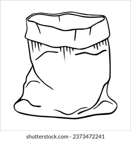 Vector illustration, grocery bag, linen bag. Elements for the design of an old garden bag for product, goods, fabric and paper design.