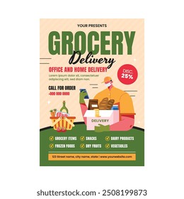 Vector Illustration of Grocery Delivery flyer Design