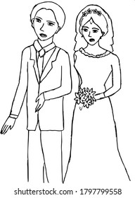 Vector ilustrado novio y novia