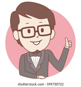 Vector Illustration of Groom Icon doing Ok Sign