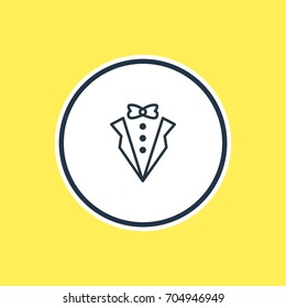 Vector Illustration Of Groom Suit Outline. Beautiful Wedding Element Also Can Be Used As Bridegroom Dress Element.