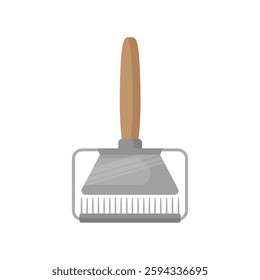 A vector illustration of a grooming or cleaning tool with a durable metal comb and wooden handle, designed for precise work, isolated on white.