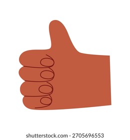 Ilustración vectorial del emoticono del pulgar hacia arriba del groovy en el fondo blanco. Emoji para mensaje en redes sociales