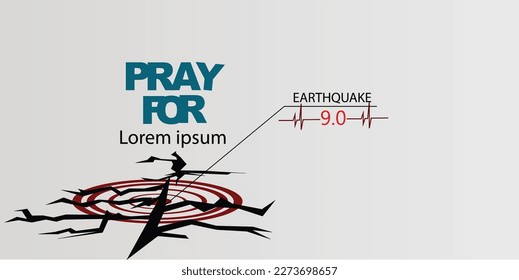 vector illustration of ground cracks due to earthquake disaster, pray for eps10