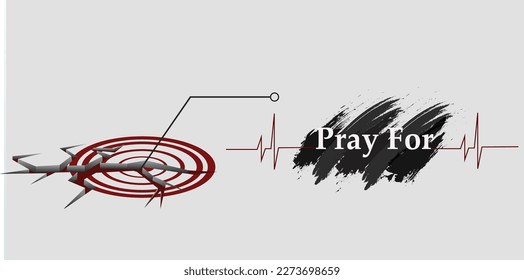 vector illustration of ground cracks due to earthquake disaster, pray for eps10