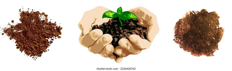 Ilustración vectorial del suelo con planta. Día mundial del suelo
