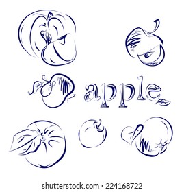 Vector illustration of group of Apples Doodle style