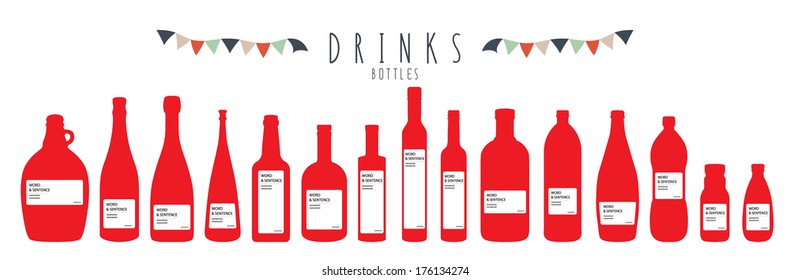 vector illustration of a group of bottles.